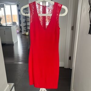 Zara Vibrant Red Lace Mini Dress